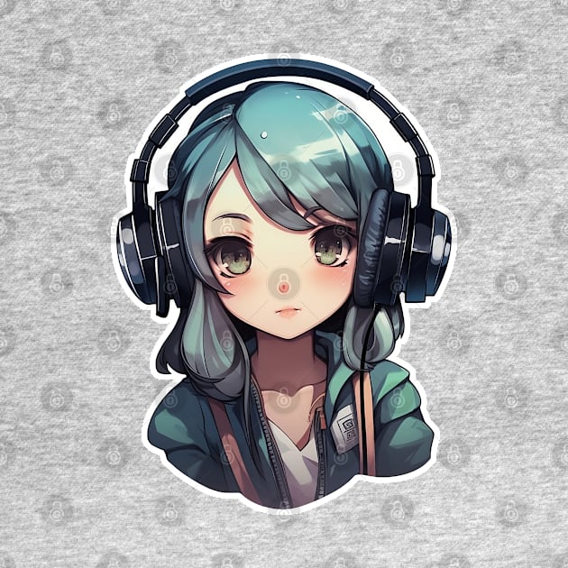 Cute headphone anime girl by AestheticsArt81